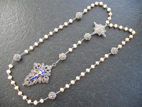 Rosenkranz silber biedermeier - rosenkranz,